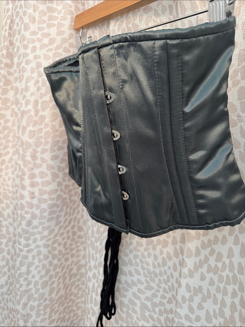 Silvery Teal Satin Corset Trainer